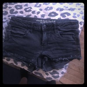 Black American Eagle Low Cutoff Jean Shorts